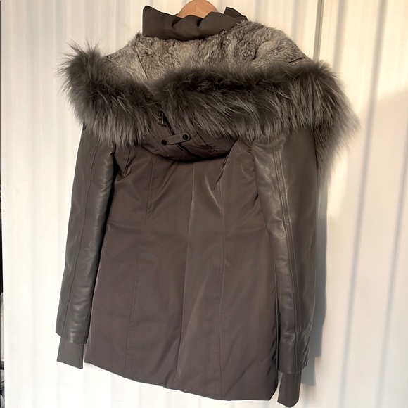 RUDSAK Women's Gray Leather and fur lined Parka coat - Picture 7 of 17